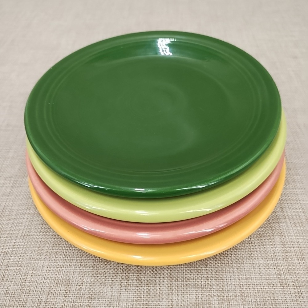 Vintage Fiesta Pre 1972 6" Dessert plate Yellow Rose Chartreuse Forest Green